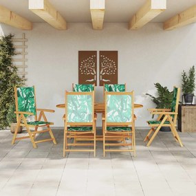 Conjunto de Jantar de Jardim 7 pcs Padrão de folhas 6-Pessoas