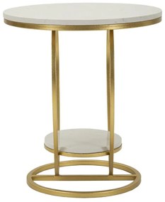 MESA DE APOIO CORAÇ CM Ø 40X45,5 DOURADO E BRANCO
