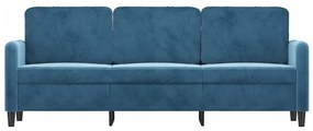 Sofá de 3 lugares 180 cm veludo azul