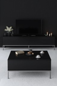 Mesa de Centro Lord – Preto e Prateado – 90x40x60 cm
