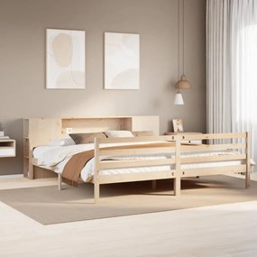 vidaXL Cama com estante sem colchão 200x200 cm pinho maciço
