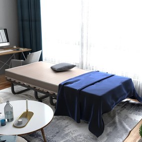 Cama dobrável com colchão de espuma com rodas Estrutura metálica Cama de hóspedes portátil para escritório 200 x 80 x 40 cm Preto e Bege
