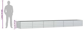 Canteiro elevado de jardim 480x80x45cm aço galvanizado prateado
