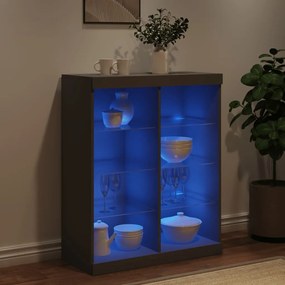 Aparador com luzes LED 81x37x100 cm preto