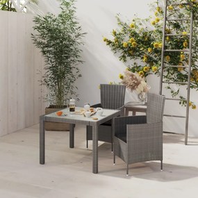 Conjunto jantar p/ exterior com almofadões 3 pcs vime cinzento