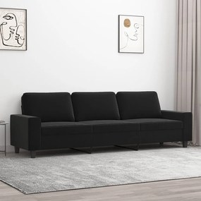 vidaXL Sofá de 3 lugares 210 cm tecido de microfibra preto