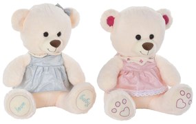 Urso de Peluche Dkd Home Decor Bege Cor de Rosa Poliéster Verde Infantil Urso (2 Unidades)