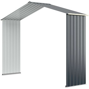 Galpão de armazenamento externo com 4 saídas de ar e porta de correr dupla - Galpão de armazenamento de 277 x 181 cm