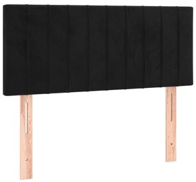 Cama com molas/colchão 100x200 cm veludo preto