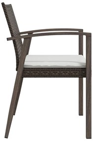 Cadeiras jardim + almofadões 2pcs 56,5x57x83cm vime PE castanho