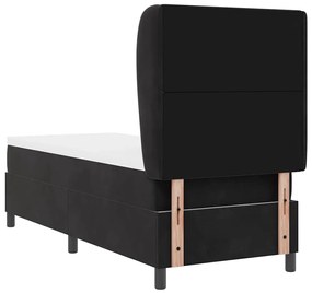 Cama Box Spring com Colchão Preta 80x200 cm em Veludo