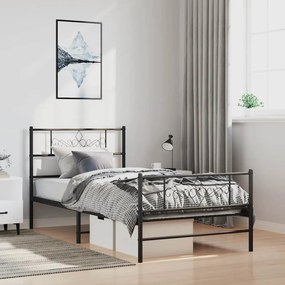 vidaXL Estrutura de cama com cabeceira e pés 100x200 cm metal preto