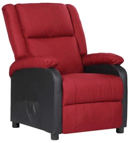 vidaXL Poltrona reclinável couro artificial/tecido vermelho tinto