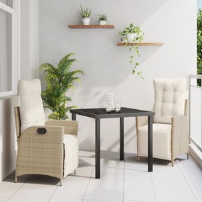 vidaXL Conjunto de Jantar de Jardim 3 Peças Bege Rattan Poli