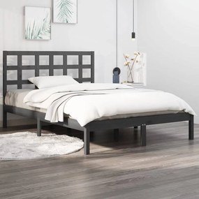 Estrutura de cama super king 180x200 cm madeira maciça cinzento