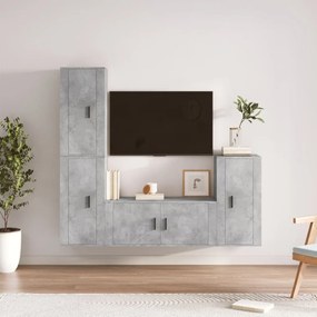 vidaXL Conjunto móveis de TV 4 pcs madeira processada cinzento cimento