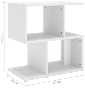 Mesas de cabeceira 2 pcs 50x30x51,5 cm contraplacado branco