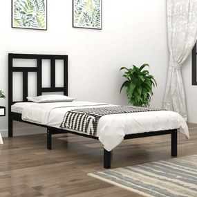 3104532 vidaXL Estrutura de cama 90x200 cm madeira de pinho maciça preto