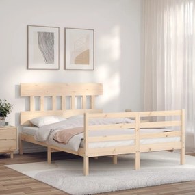 Estrutura de cama com cabeceira 140x190 cm madeira maciça