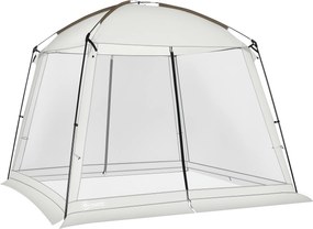 Outsunny Tenda de Jardim para 6-8 Pessoas com 4 Mosquiteiras e 2 Portas Proteção UV50+ Inclui Bolsa de Transporte 3x3 m Branco | AOSOM Portugal