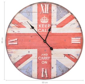 Relógio de parede vintage UK 60 cm