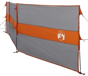 Corta-vento de campismo 490x123 cm impermeável cinza/laranja