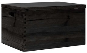 Caixa madeira tampa pegas preta 40x30x23cm pinho madeira maciça