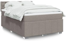 vidaXL Cama com molas/colchão 140x200 cm tecido castanho-acinzentado