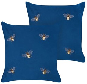 Conjunto de 2 almofadas decorativas em veludo azul 45 x 45 cm TALINUM  Beliani