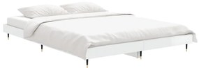 Estrutura de cama 135x190 cm derivados madeira branco brilhante