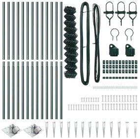 Conjunto de Postes de Cerca Verde 1.2 x 25 m Aço Galvanizado