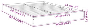 Estrutura de cama 140x200 cm derivados de madeira cinza sonoma