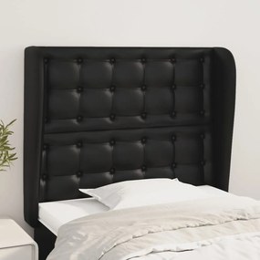 Cabeceira cama c/ abas couro artificial 83x23x118/128 cm preto