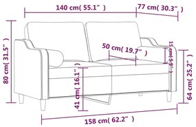 Sofá 2 lugares + almofadas decorativas 140 cm tecido cor creme