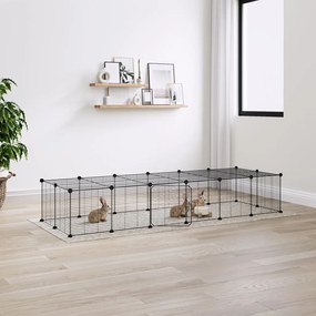vidaXL Gaiola p/ animais de 28 painéis c/ porta 35x35 cm aço preto