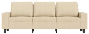 Sofá de 3 lugares tecido 180 cm cor creme