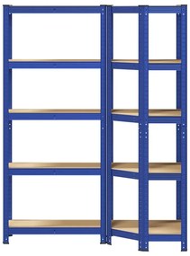 Estante canto 5 prateleiras 2 pcs derivados de madeira/aço azul