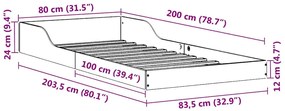 Estrutura da Cama Castanho 80 x 200 cm Madeira de pinho maciça
