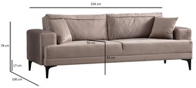 Sofá de 3 Lugares Astana – Bege – 234x78x100 cm