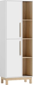 HOMCOM Estante de 176 cm, 4 prateleiras abertas, 2 armários, estante freestanding, MDF, Branco | Aosom Portugal