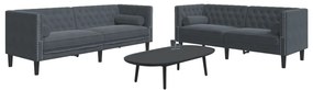 2 pcs conj. de sofás chesterfield com rolos veludo cinza-escuro