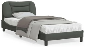 vidaXL Estrutura de cama sem colchão 90x190 cm tecido cinzento-escuro