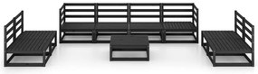 9 pcs conjunto lounge de jardim pinho maciço preto