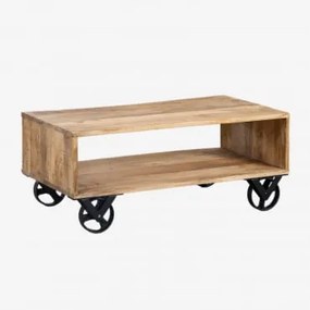 Mesa de centro em madeira de manga com rodas Olson ↔︎ - Sklum