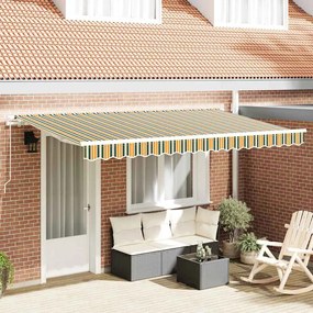 Toldo Retrátil Manual Verde e Amarelo e Branco