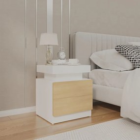 Mesa de cabeceira 45x35x52 cm aglomerado branco/carvalho sonoma