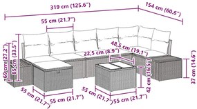 Conjunto de Sofá de Jardim de 8 Peças com Almofadas Preto Rattan Sinté