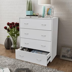 242545 vidaXL Aparador com 4 gavetas 60 x 30,5 x 71 cm branco