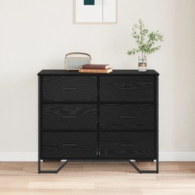 Baú de Gavetas Carvalho Preto 91x35.5x74.5 cm Madeira Engenheirada