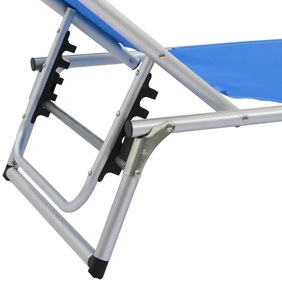 Espreguiçadeiras dobráveis c/ teto 2pcs alumínio/textilene azul